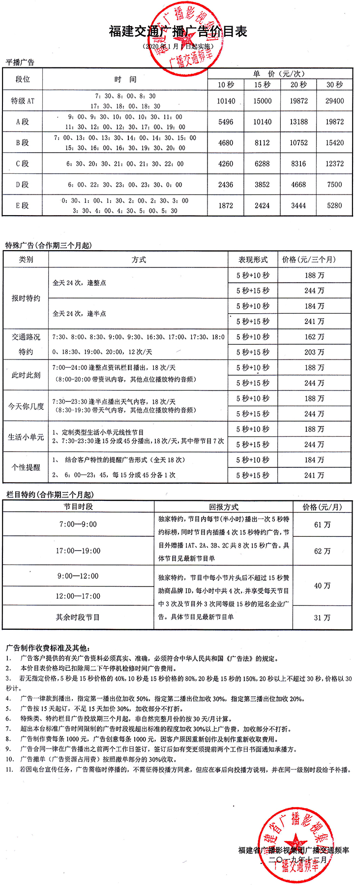 2021福建人民广播电台交通广播 FM100.7广告报价表.jpg