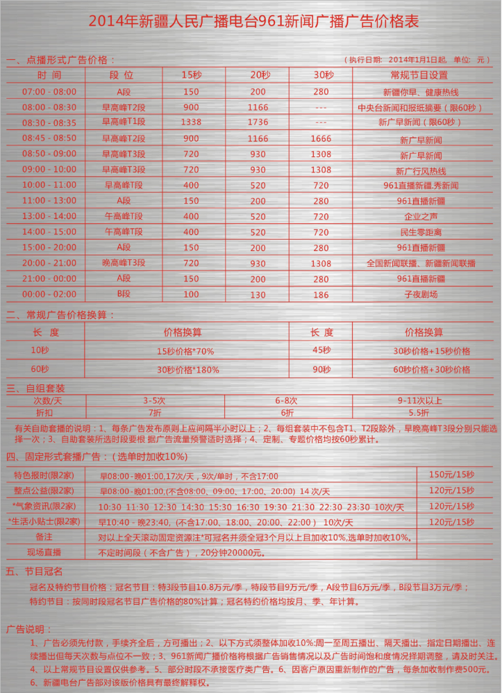 2014新疆人民广播电台新闻广播 FM961广告报价表.png